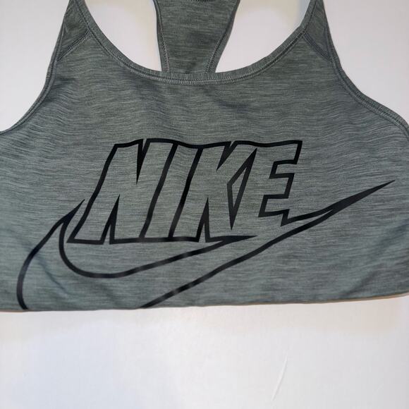 Nike Swoosh Futura Sports Bra Size Medium Gray Racerback Compression Logo Active - Picture 4 of 10